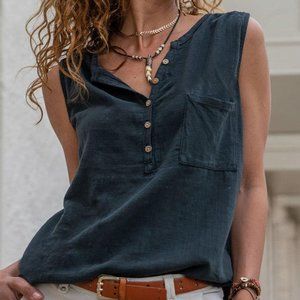 Classy V-Neck Black Sleeveless Top NWT